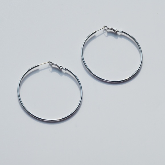 Classic Oversized Silver Hoop Earrings (2 sizes) - Picture 7 of 8